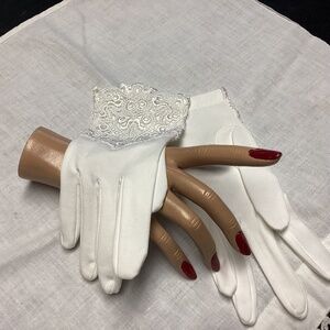 White ornate gloves wedding ?spring ?any occasion UNIQUE OOAK